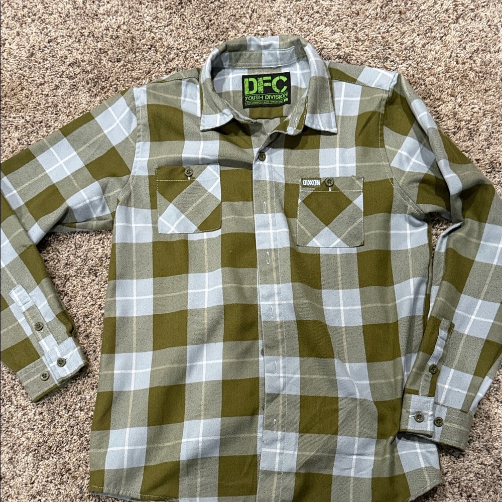 DIXXON Green and White Plaid Button Down Shirt